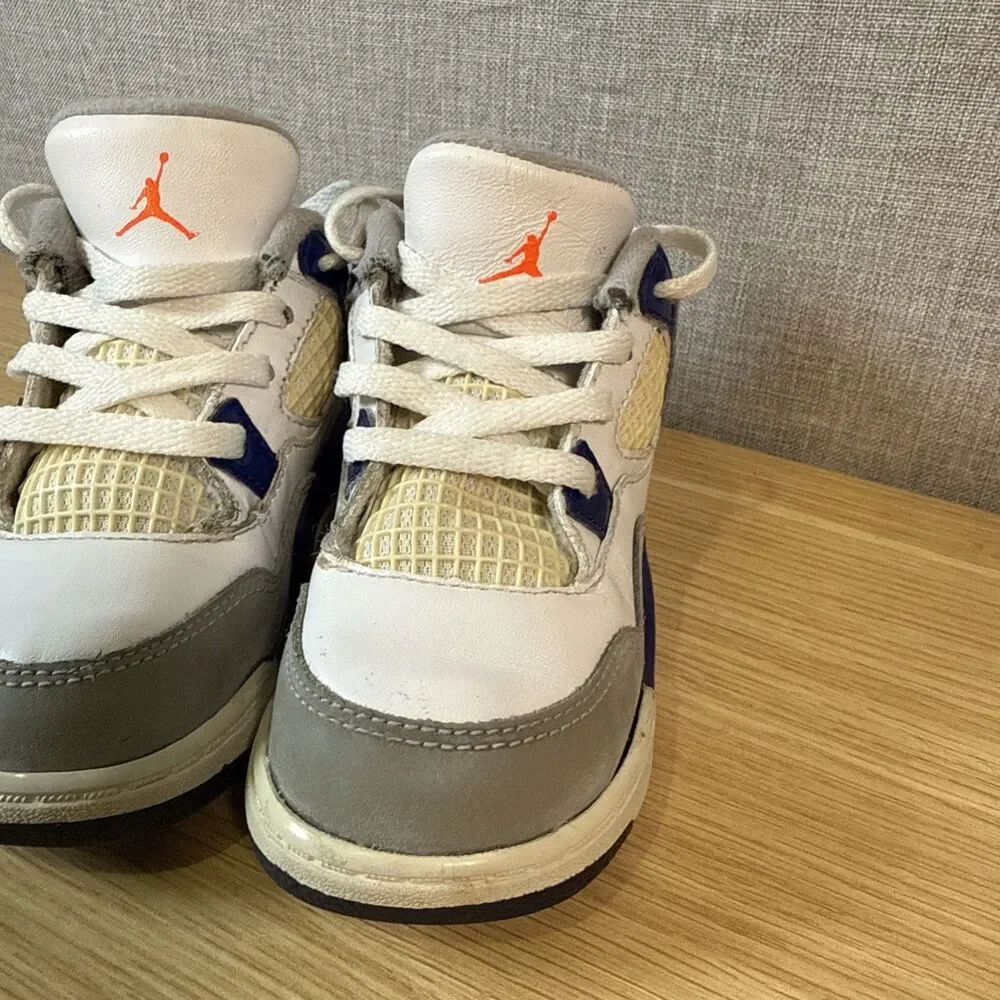 Nike Air Jordan 4 IV Retro TD Toddler Deep Royal Blue Orange White Sz 8C